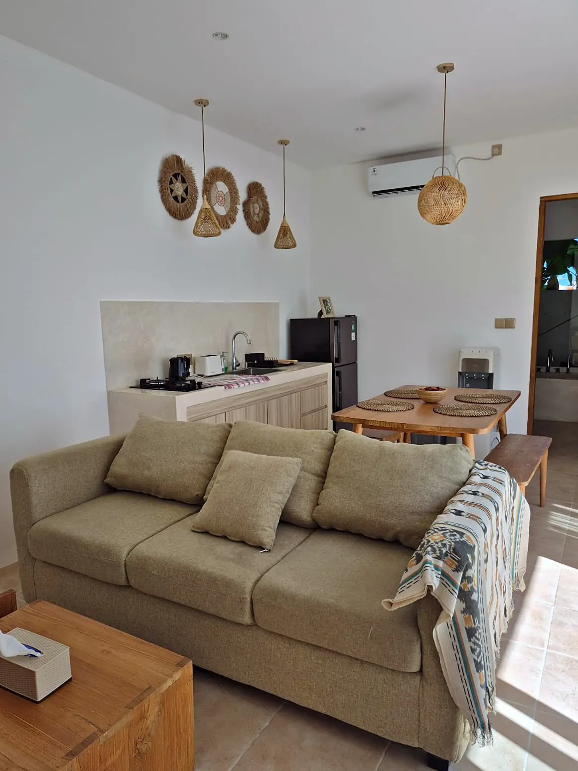 Enclosed living area with sofa