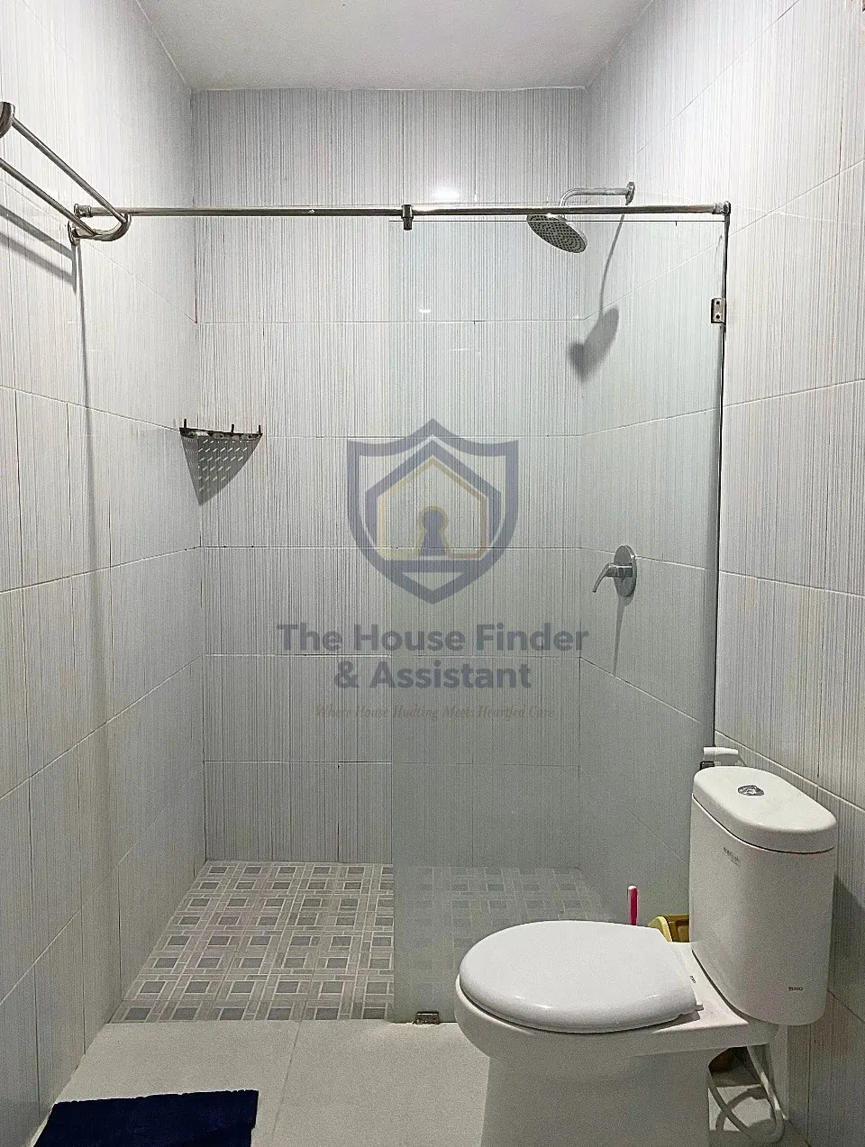 Walk-in shower and toilet in the en-suite bathroom