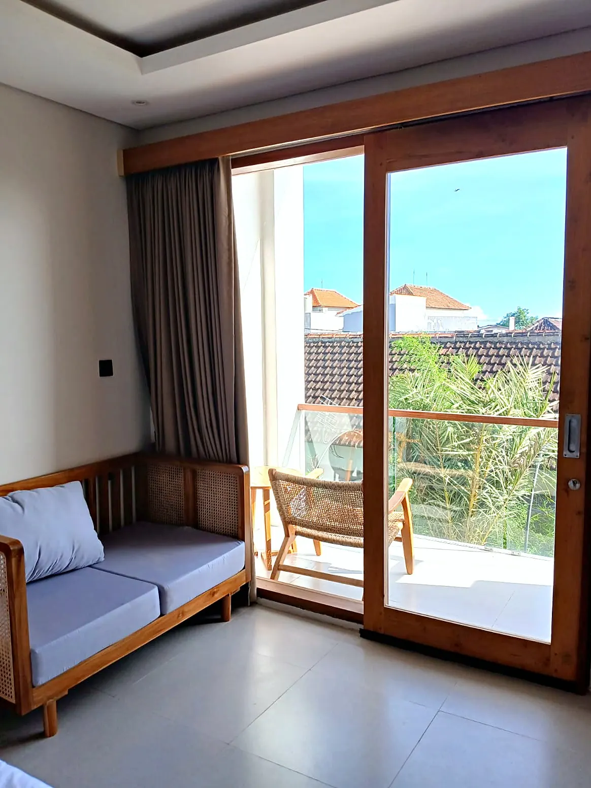 Sofa beside the balcony door